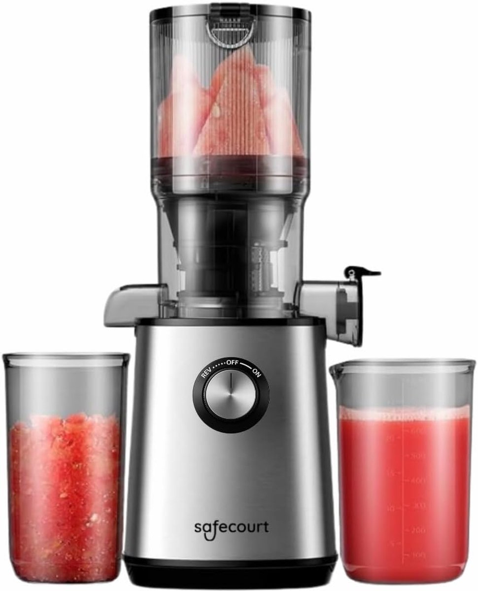 Keuken Juicer - Slowjuicer Fruitsappen - Gezond Leven - XXL Vulopening - 1.2 liter - Zwart