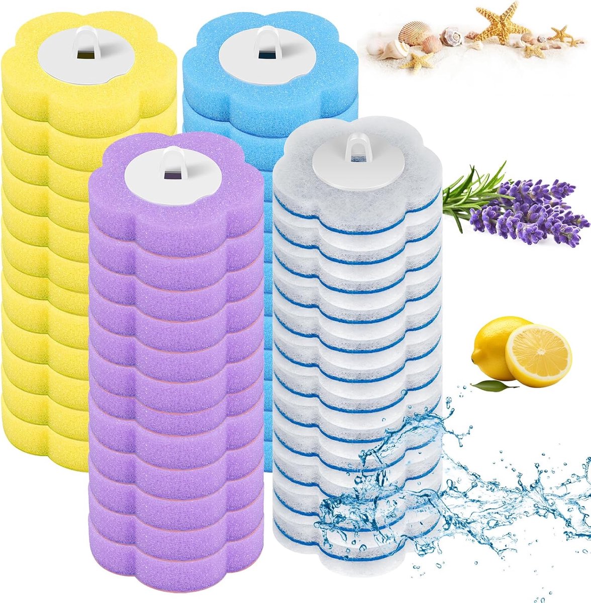 SnelShoppen - 48 stuks wegwerp toiletborstels met geïntegreerde reiniger - 4 kleuren - toiletborstelset met reservekoppen voor badkamer, camper en mee