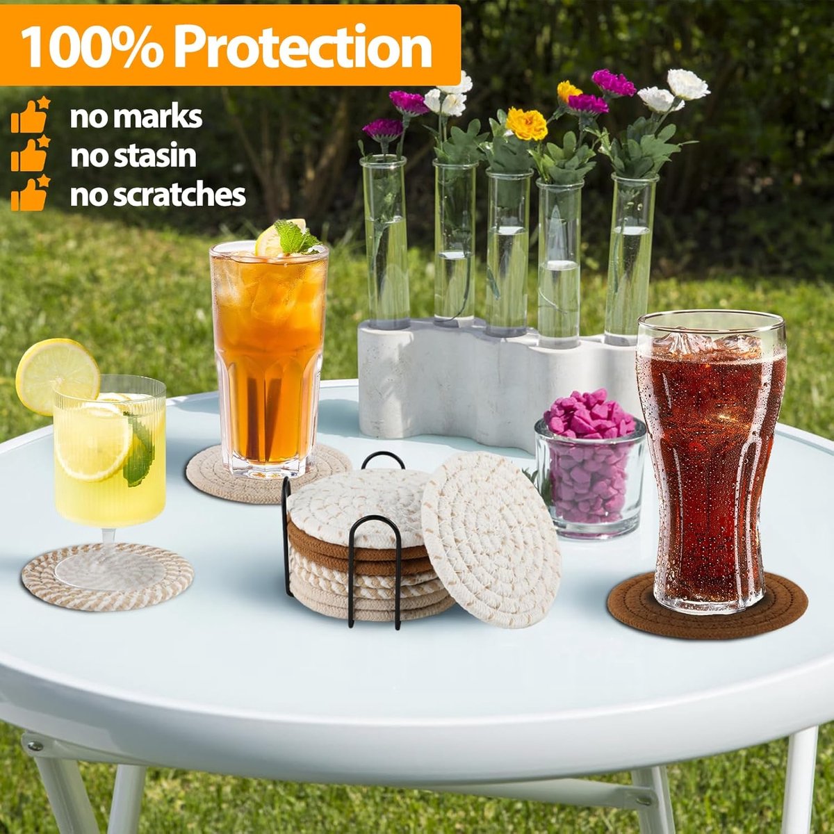 SnelShoppen - Set van 8 Ronde Antislip Vilten Onderzetters voor Glazen en Kopjes - Ideaal voor Thuis, Feesten, Tuin en Keuken - Multifunctioneel en Du