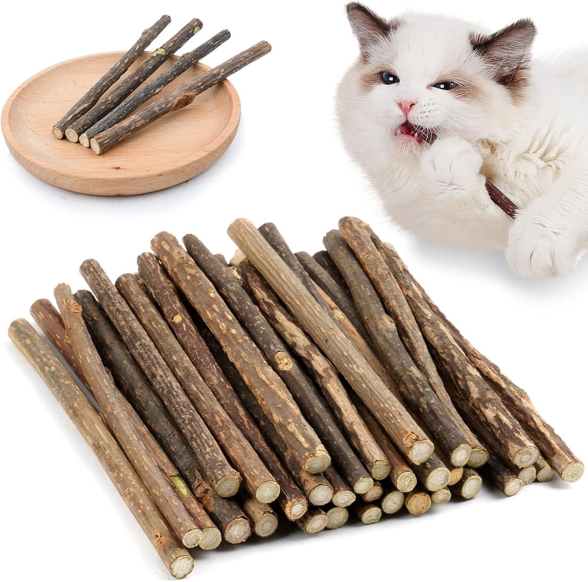 Thijox - OSDUE Kattenkruid Sticks 32 Stuks - Matatabi Kauwspeeltjes voor Katten - Natuurlijke Tandverzorging en Slechte Adem Eliminatie - Veilig Speel