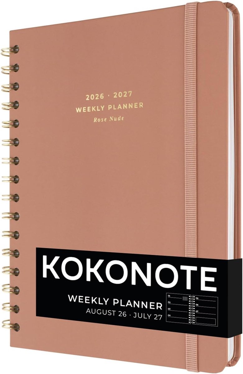 SnelShoppen - Academische Agenda 2026-2027 Weekoverzicht - Rose Nude | Mid Year Planner, Weekplanner, Esthetische Briefpapier Cadeaus, Halfjaardagboek