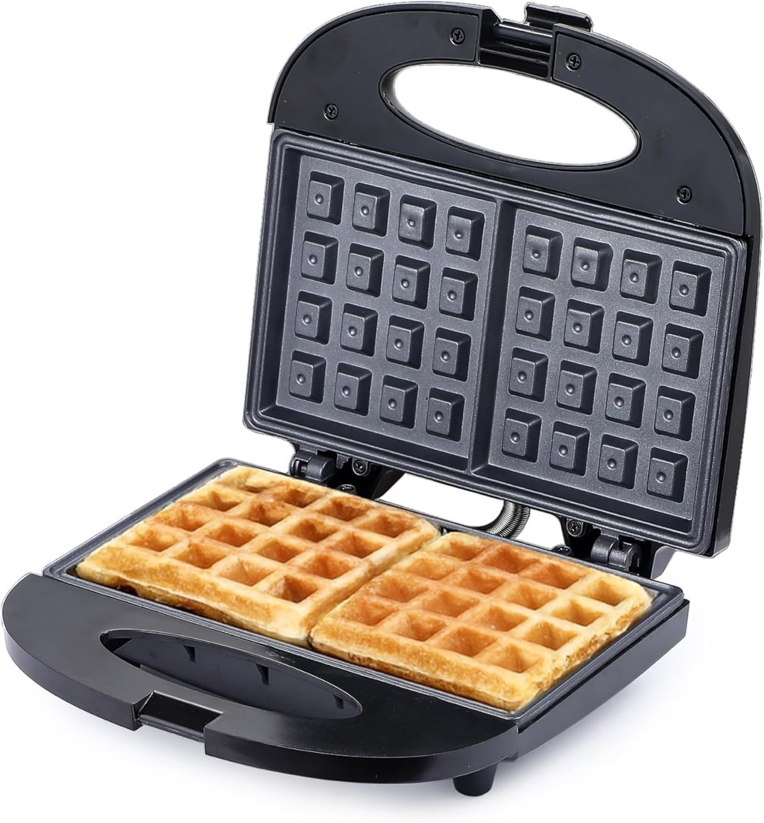 Wafelijzer, mini-wafelijzer met antiaanbaklaag, eenvoudig te reinigen elektrisch wafelijzer, geschikt voor het maken van ontbijtwafels, met geïsoleerde en verbrandingsbeveiligingsbehuizing, met stroomindicatielampje en thermostaat