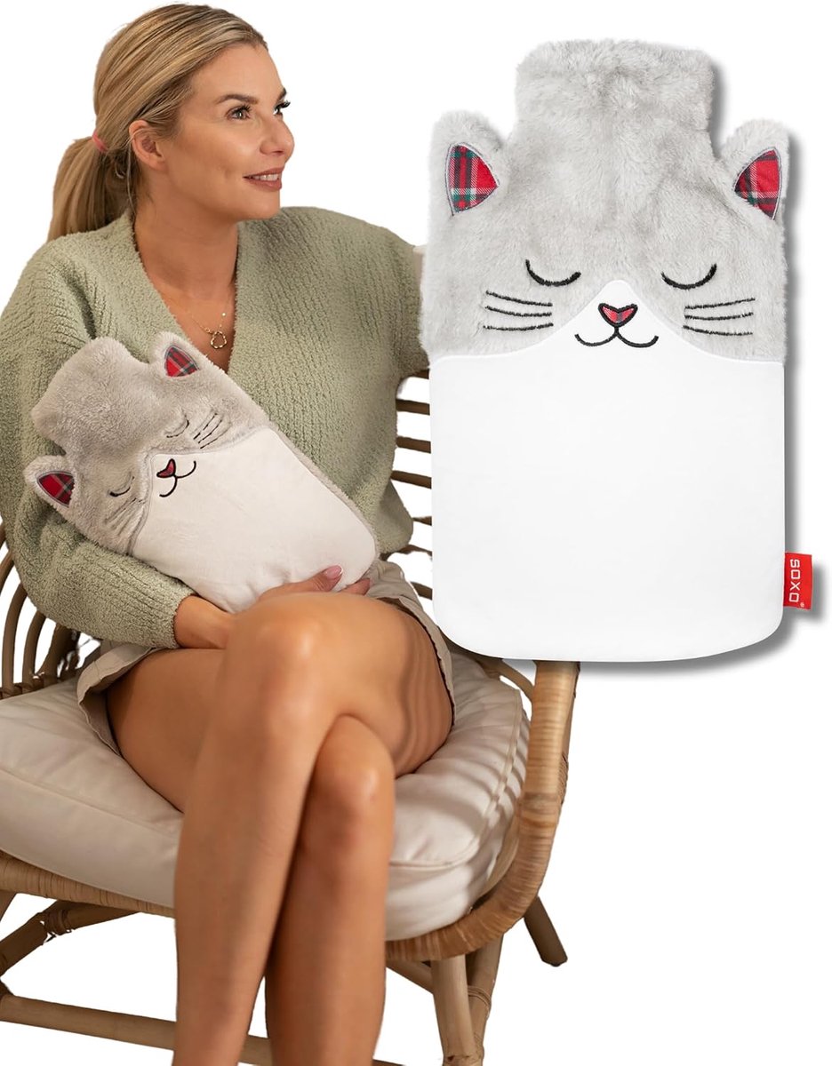SnelShoppen - Warmwaterkruik Zachte Kruik Kat 2L - Warm Water Fles voor Comfort en Ontspanning - Ideaal Cadeau voor Kinderen en Volwassenen - Perfect