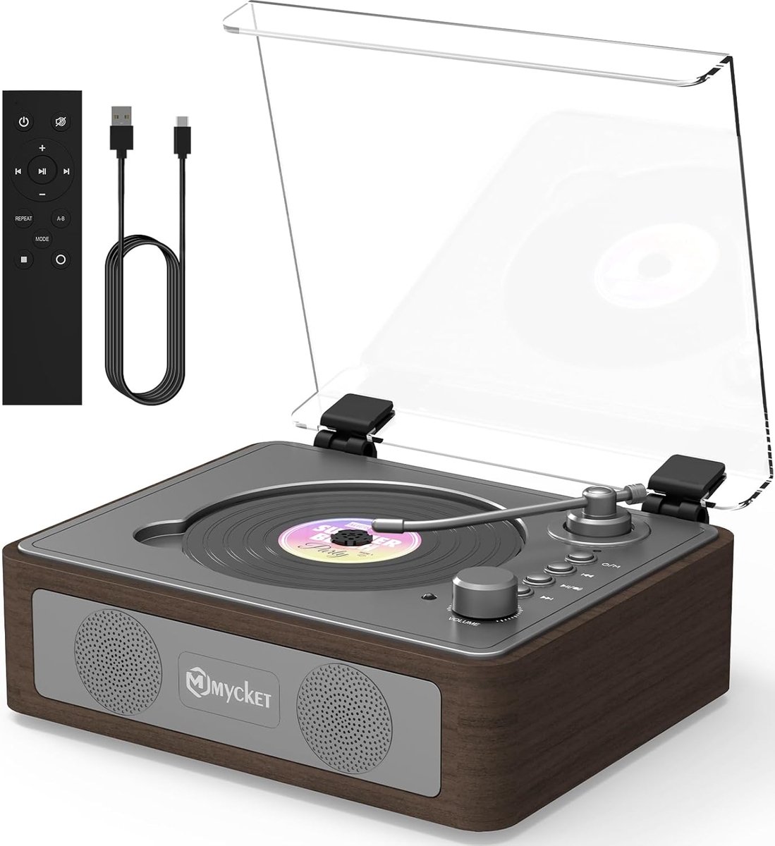 SnelShoppen - Draagbare CD Speler met Bluetooth, Dubbele Stereo Luidsprekers, Oplaadbaar, USB, AUX IN, Afstandsbediening - Vintage CD Speler voor Thui