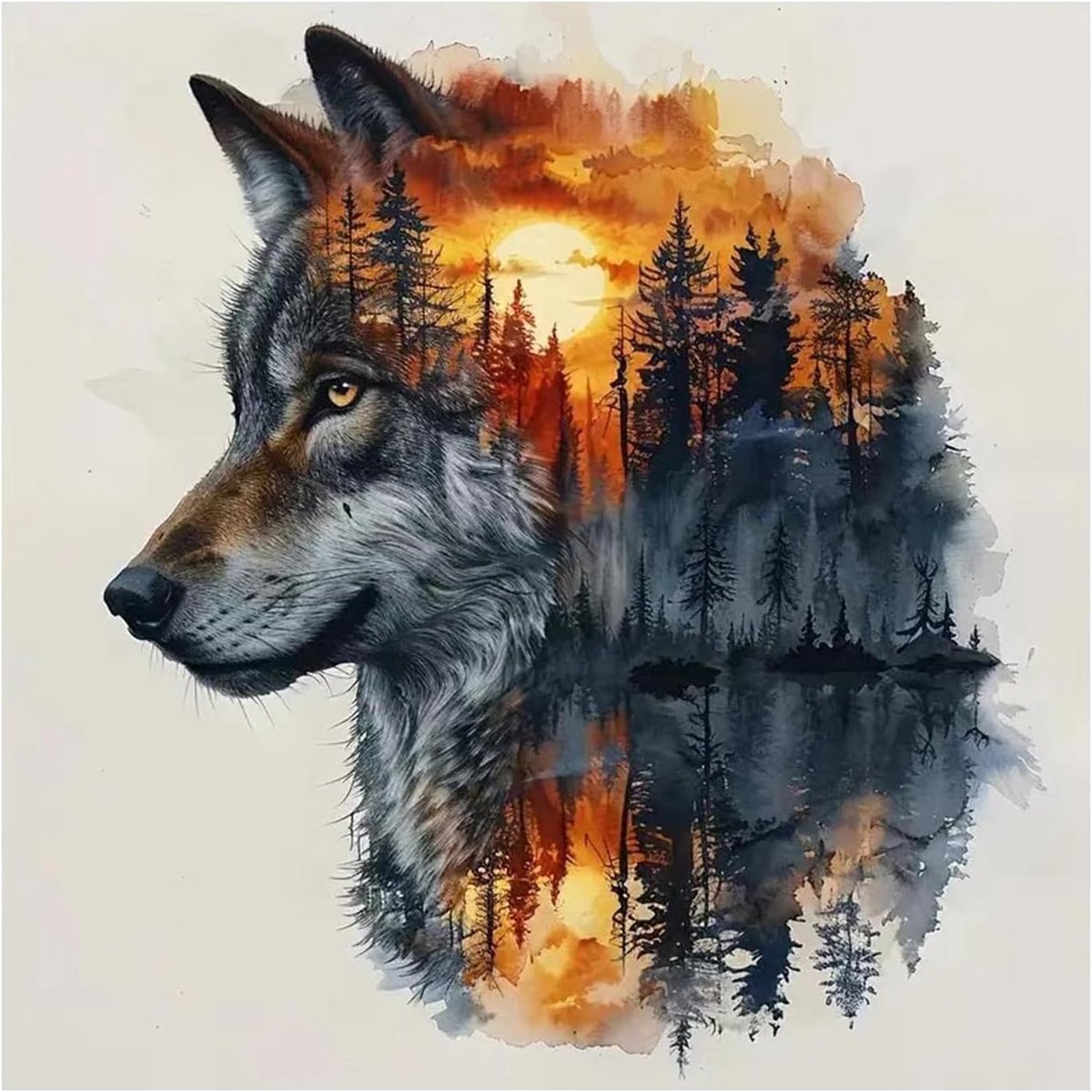 SnelShoppen - Wolf Schilderen op Nummer - Schilderen voor Volwassenen - Doe-het-zelf Olieverfschilderij - 40x40 cm - Creatieve Decoratie en Perfect Ca