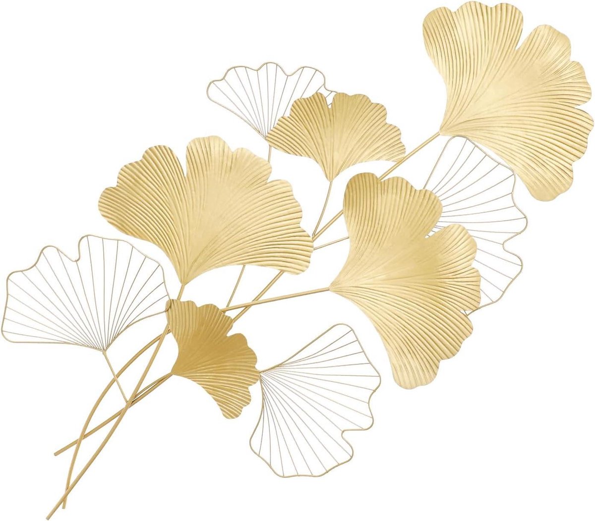 Metalen Bladeren - Wanddecoratie - Woonkamer Aankleden - Ginkgo Symboliek - 55 x 110 cm - Goud
