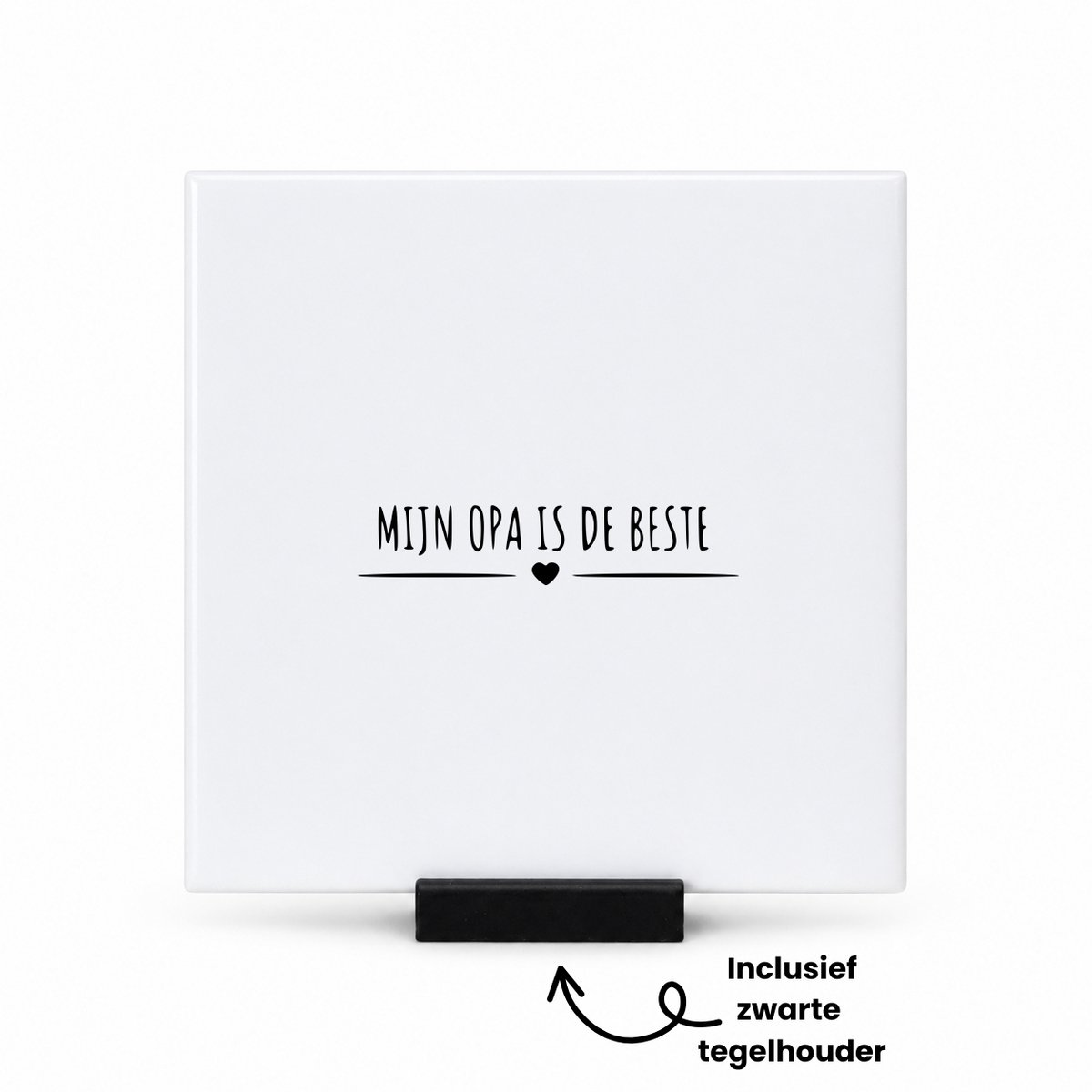 Hacebo Mijn opa is de beste tegeltje met tegelhouder - Opa - cadeau opa - tegeltjes met tekst - Leuk cadeau voor je opa om te geven - verjaardag opa - spreuktegels - 10.8x10.8 CM Wit