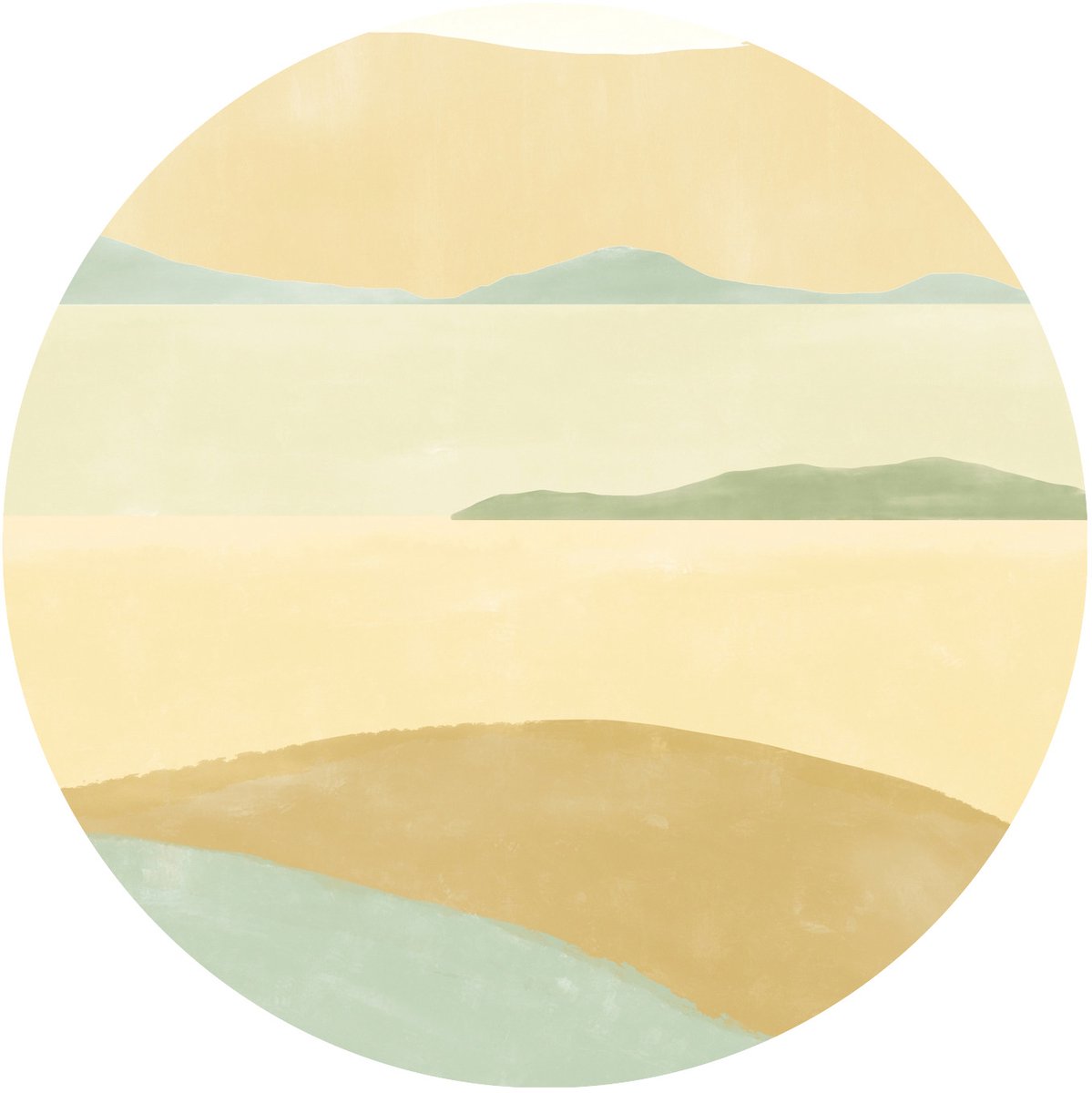 Groene Bergen en Meer Pastel - Wandcirkel 60 cm - Muurcirkel Binnen - Ronde Wanddecoratie