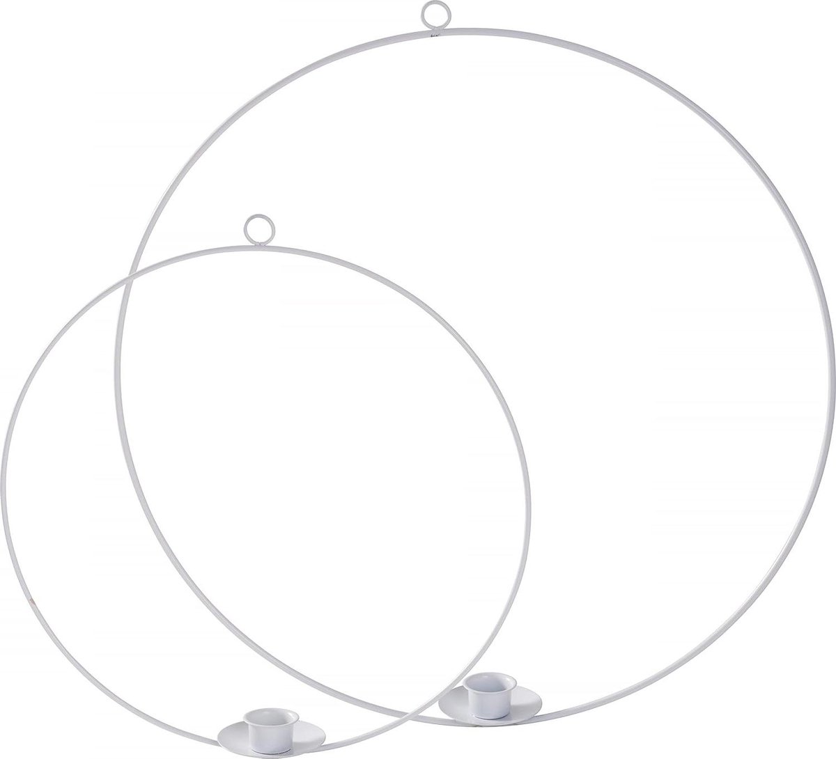 Metalen kaarsenring - Decoratieve cirkel - Huis versieren - Inclusief tuit - 2 maten - Wit