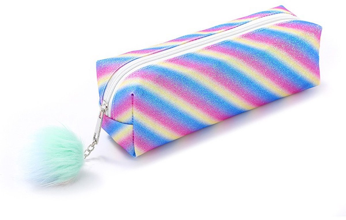 Ulisem - Etui Meisjes – Grote Pennenzak met Glitter Design – Ruime Etui voor School – Pennentas met Grote Capaciteit – Bureau Organizer – Voor Studenten, Kinderen & Kantoor – Strepen