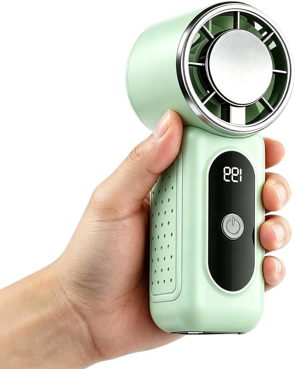 Draagbare Ventilator - Mini Koeler Reisventilator - Verkoeling Onderweg - Halfgeleider Koeling - 9 x 4 x 1 cm - Groen