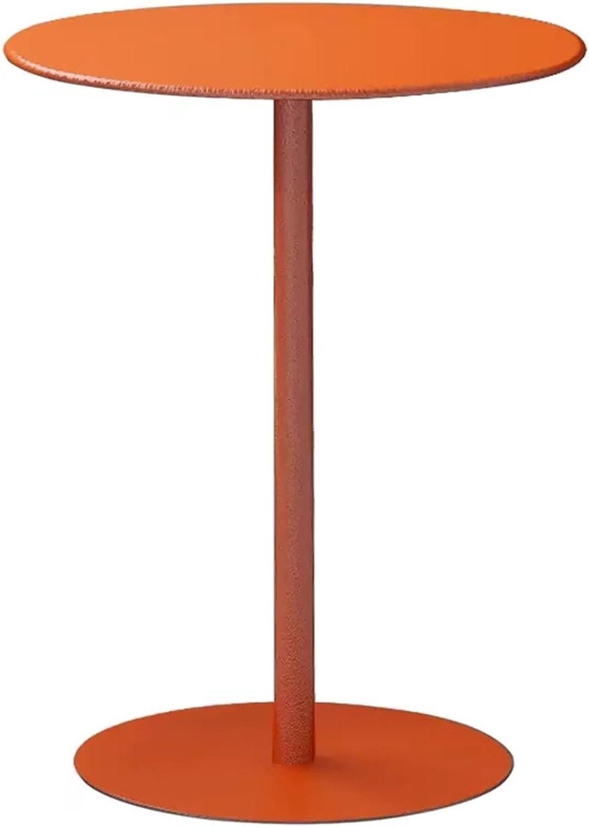 Bistro Tafel Rond - Eettafel Bar Tafel - Koffie Drinken - Stevige Metalen Basis - 48x56cm - Oranje
