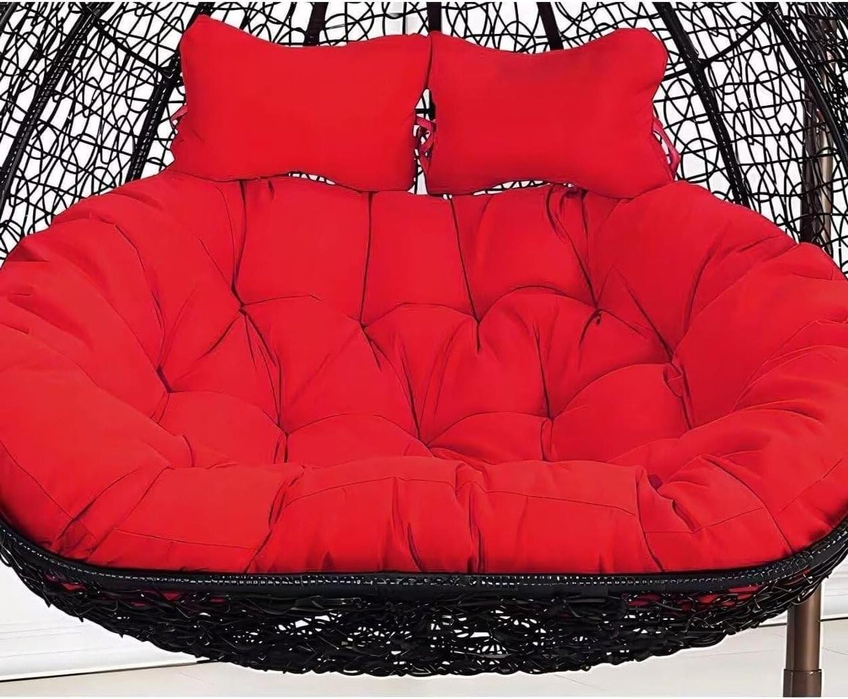 Dubbel Stoelkussen - Hangmat Kussen Zitkussen - Buiten Ontspannen - Waterdicht Polyester - 150 x 110 cm - Rood