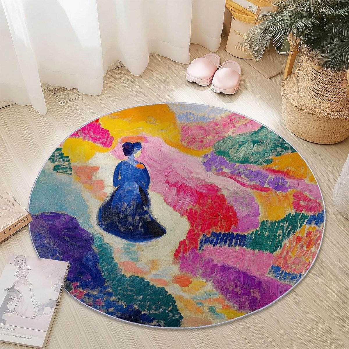 Rond vloerkleed - Zacht tapijt - Woonkamer decoratie - Antislip achterkant - 150 cm - Veel