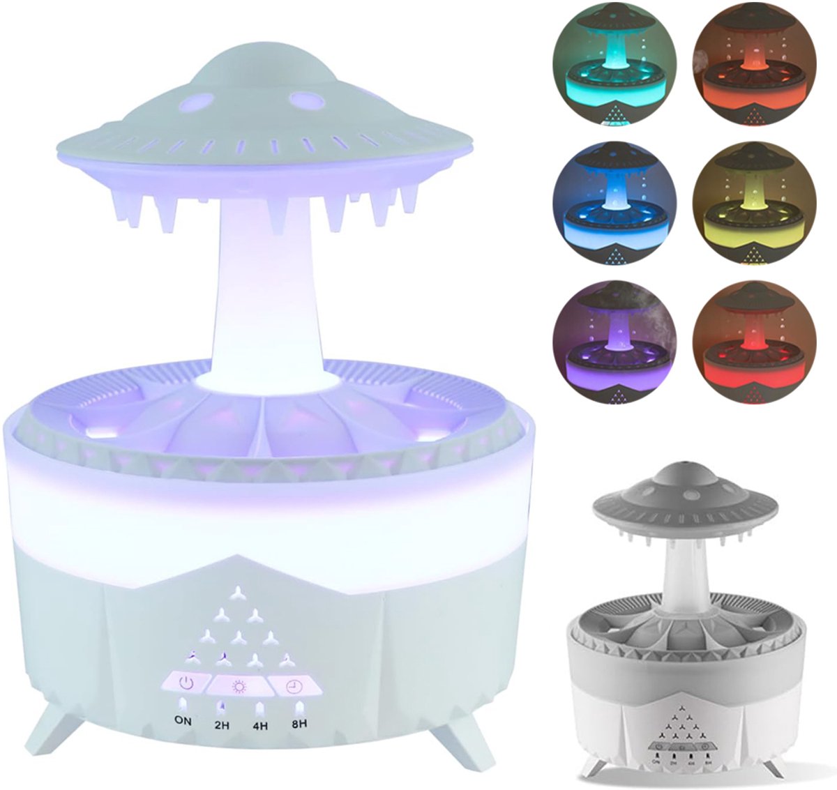 Diffuser Voor Etherische Oliën - 350ML UFO Ultrasone Aromatherapie Diffuser - Luchtbevochtiger - Met Nachtlampje In 7 Kleuren En Afstandsbediening