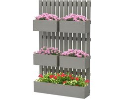 Hoge Planter - Plantenbak Klimrek - Planten Kweken - Verstelbare Bakken - 60x16x100cm - Grijs