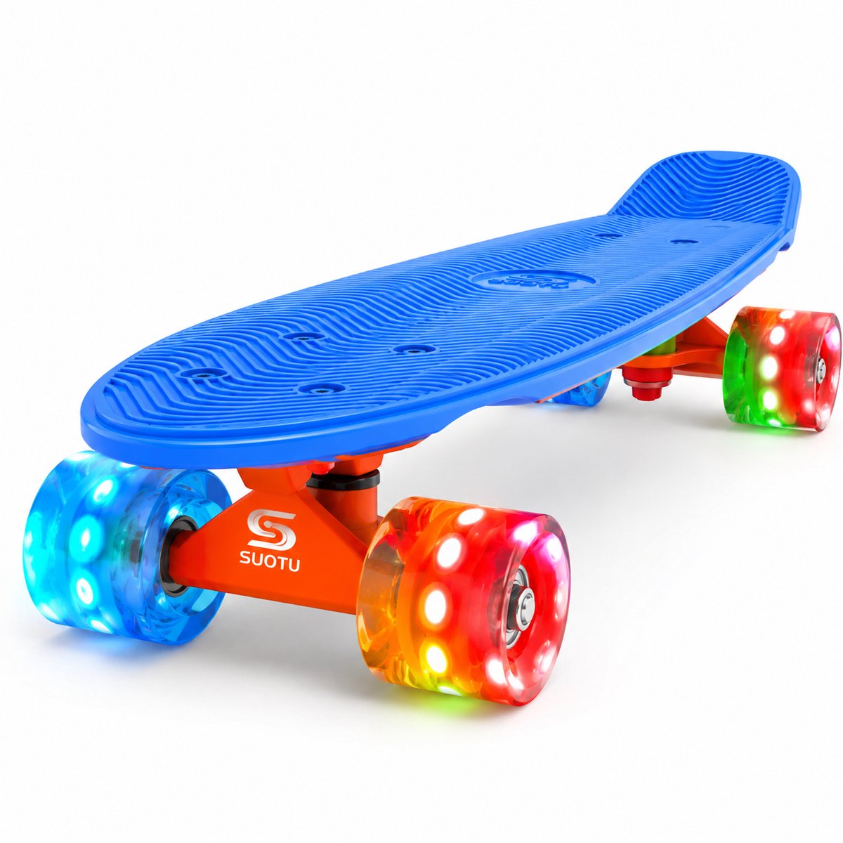Suotu Skateboard - Skateboard Jongens - Wielen met LED-verlichting - Skateboard Meisjes - Skateboard Volwassenen - Blauw - Cadeau