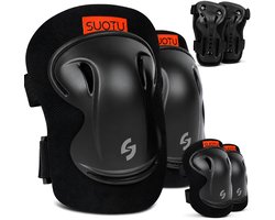 Suotu Skate Beschermset Kinderen - Skate bescherming - Skeeler Beschermset - Zwart - S