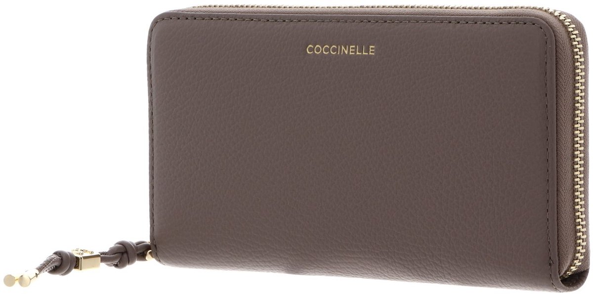 COCCINELLE Leren portemonnee Pansy Wallet Grained Leather Warm Taupe
