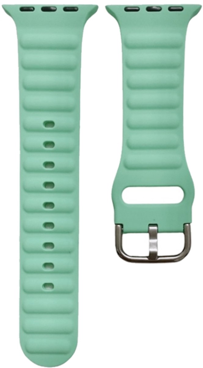 Siliconen horlogeband met Ã©Ã©n kleur voor Apple Watch Series 7 41 mm / 6 & SE & 5 & 4 40 mm / 3 & 2 & 1 38 mm (lichtgroen)