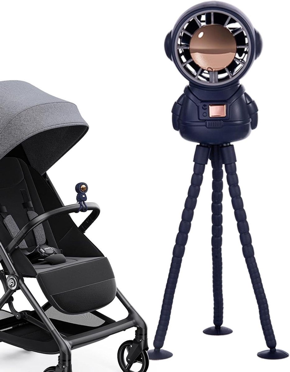 Draagbare Ventilator - Stroller Fan - Kinderen Koel Houden - Kindveilig Ontwerp - 23.5 cm - Blauw/Paars