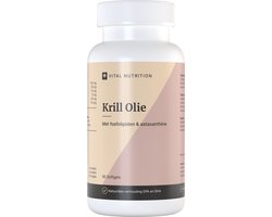 Vital Nutrition Vital Nutrition Krillolie - 100% pure krillolie uit Antarctica - Phospholipiden en Astaxanthine - Omega 3-vetzuren - Onafhankelijk getest - 90 softgels - 90 stuks