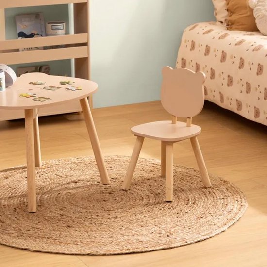 Atmosphera Kinder stoeltje Beertje - 2x - naturel - hout - D26 x H49 cm - bijzet stoeltjes van Atmosphera — afbeelding 3