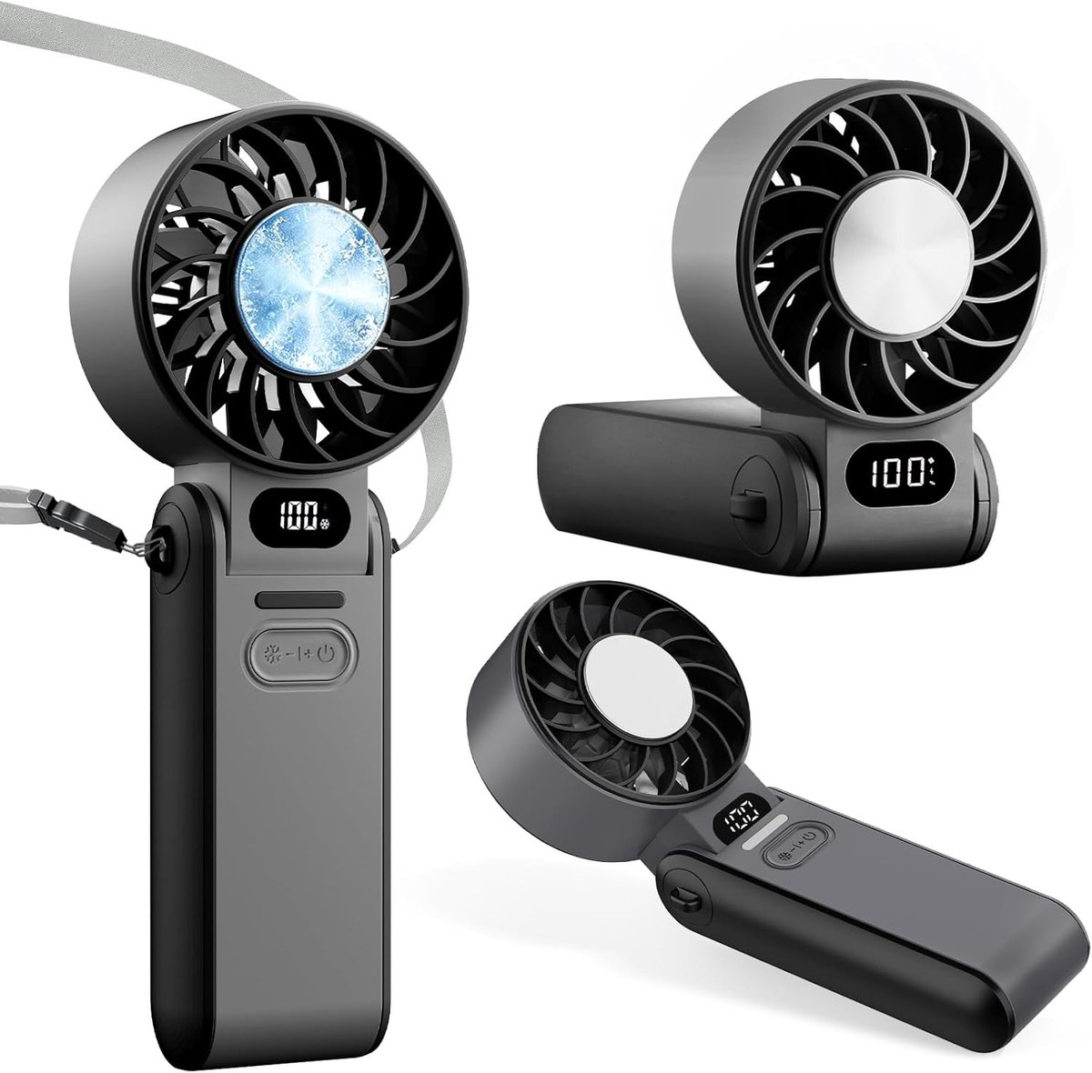 Draagbare ventilator met ijscoeler – mini-draagbare oplaadbare batterijventilator – 5-snelheden turboventilator – LED-display – koeling tot 15 uur – ventilator.L