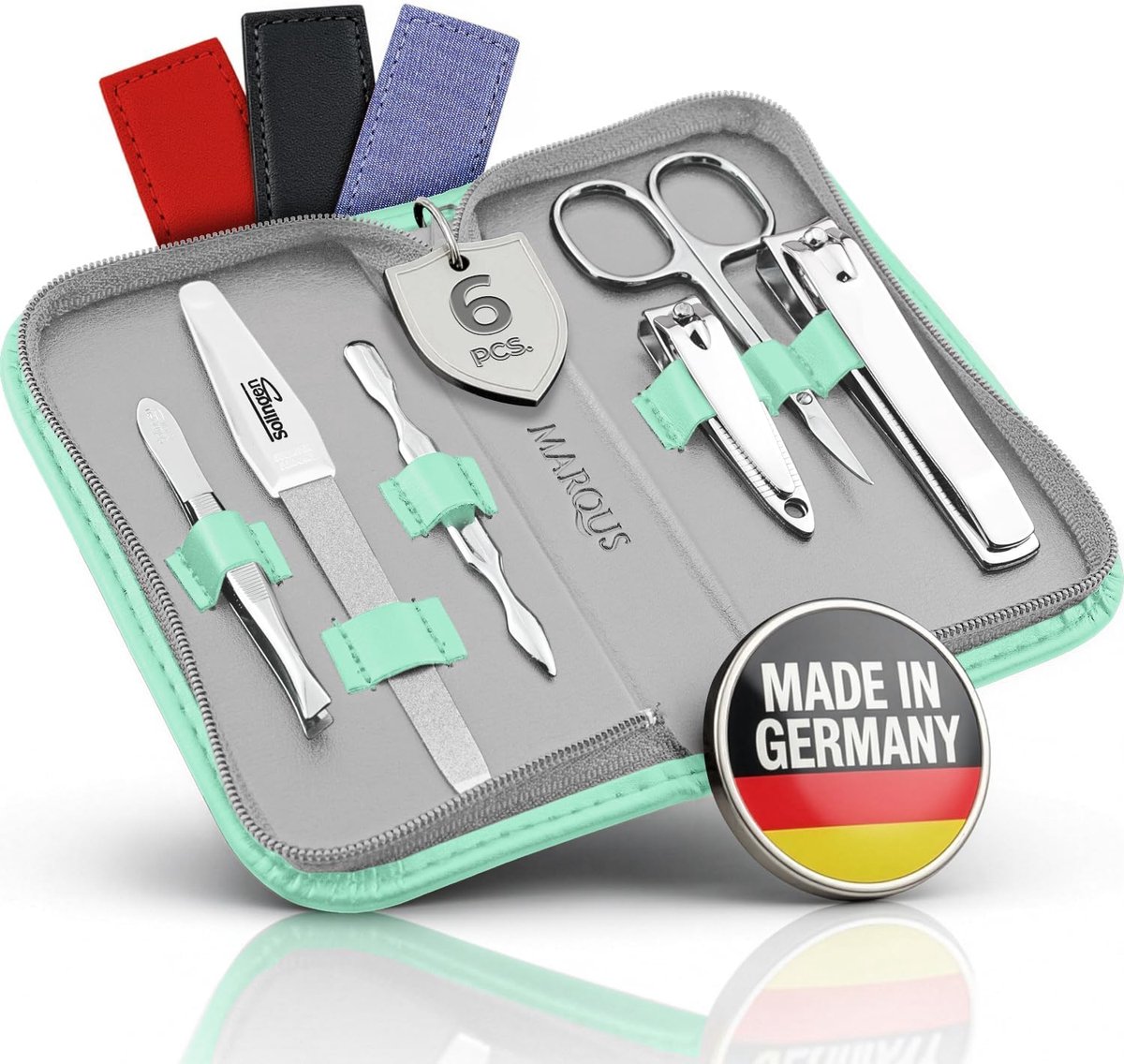 SnelShoppen - Manicureset 6-delig - Kunstlederen Etui - Glanzend Vernikkeld Staal - Nagelverzorgingsset voor Vrouwen en Mannen - Compact en Reisvriend
