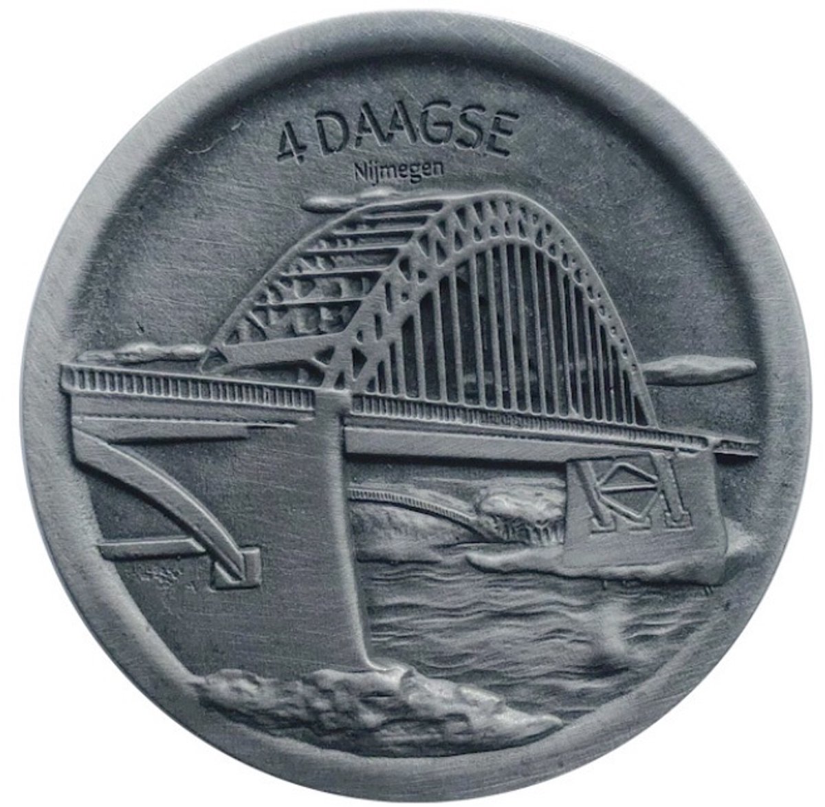 Vierdaagse Nijmegen - Waalbrug Nijmegen - herinneringsmunt in doosje - tin - Nijmeegse 4Daagse