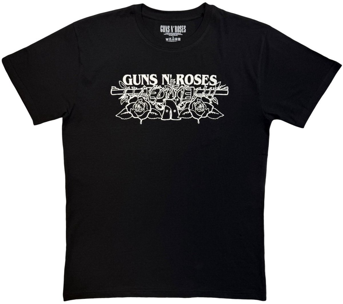 Guns N' Roses - Logo Mono Heren Tshirt - M - Zwart/Wit