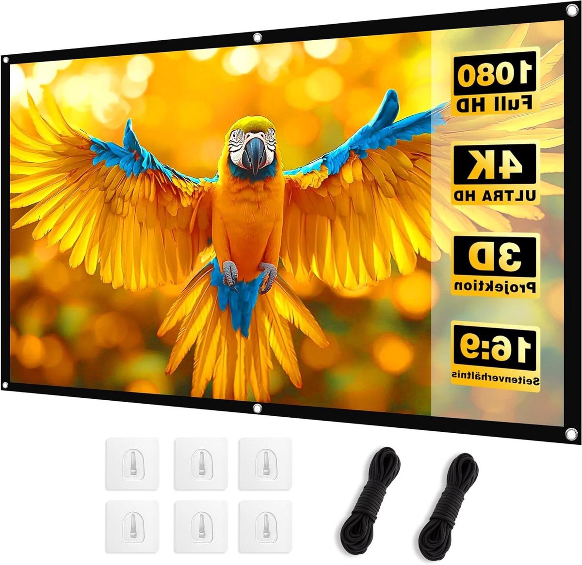 Projectiescherm 100 Inch - Vouwbaar Scherm - Thuisbioscoop Ervaring - Kreukvrij Materiaal - 221x125cm - Wit