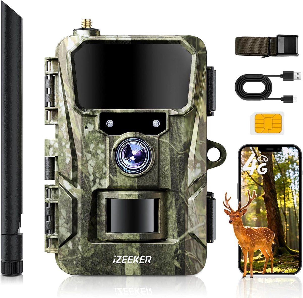 SnelShoppen - 2 in 1 Wildcamera Cloud 4G & Standaard, 2K HD 48MP Nachtzicht Bewegingsdetectie App-bediening Waterdicht IP66 voor Dieren en Beveiliging
