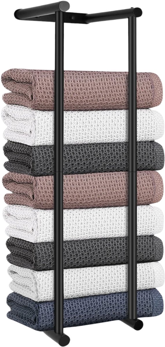 SNJY® Handdoekrek Badkamer - Handdoekhouder Hangend - Handdoekstang - 15L x 20B x 75H cm - Zwart