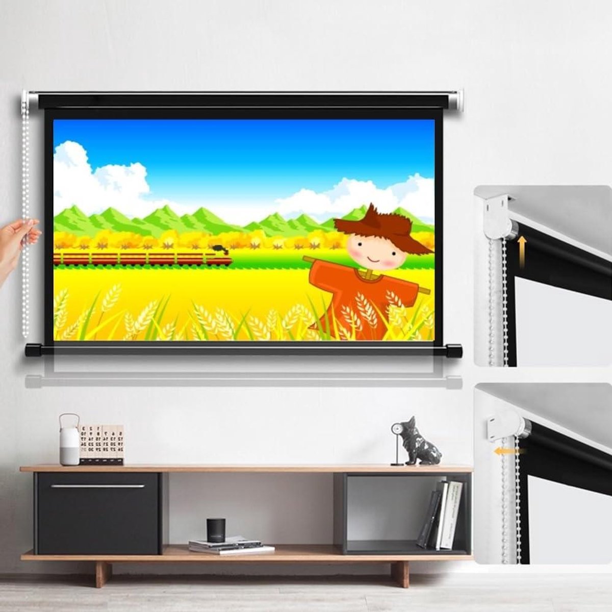 Projectiescherm - Filmscherm Beamer - Buiten Bioscoop - Handmatig Uittrekbaar - 60 inch 16:9 - Wit