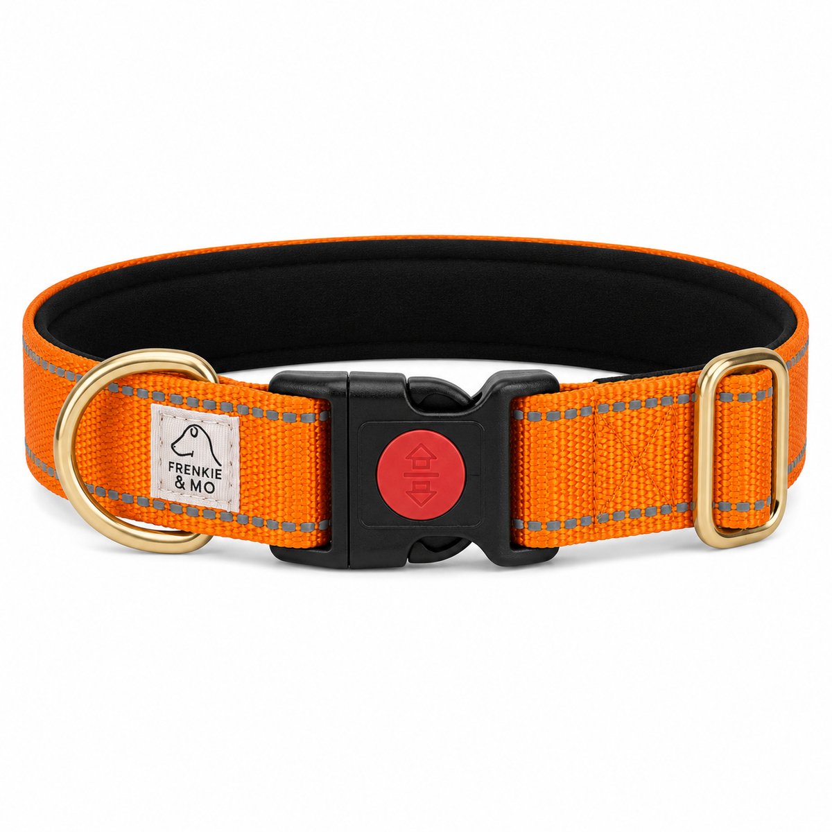 Honden Halsband - Reflecterende Stiksels - Nylon Halsband Hond - Hondenhalsband - Maat M - Oranje
