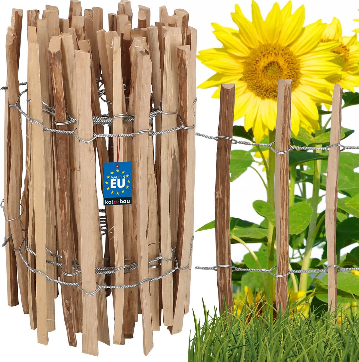 KOTARBAU Bloembedrand, Tuinafscheiding, Houten Tuinhek 0,5x5m, Schapenhek