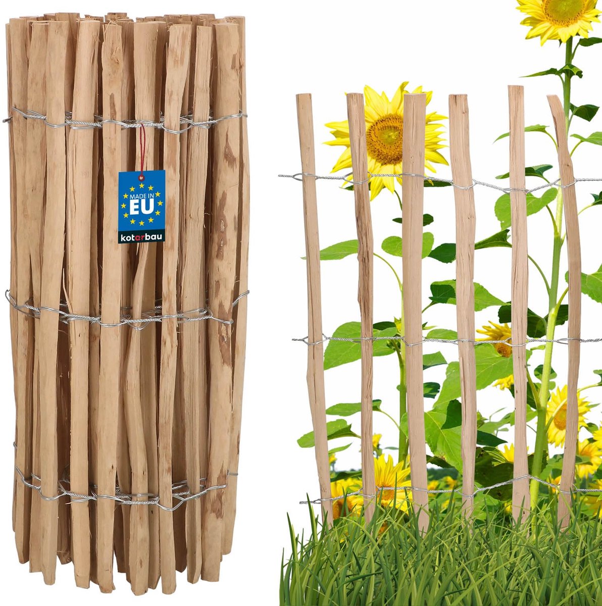 KOTARBAU Bloembedrand, Tuinafscheiding, Houten Tuinhek 0,9x5m, Schapenhek