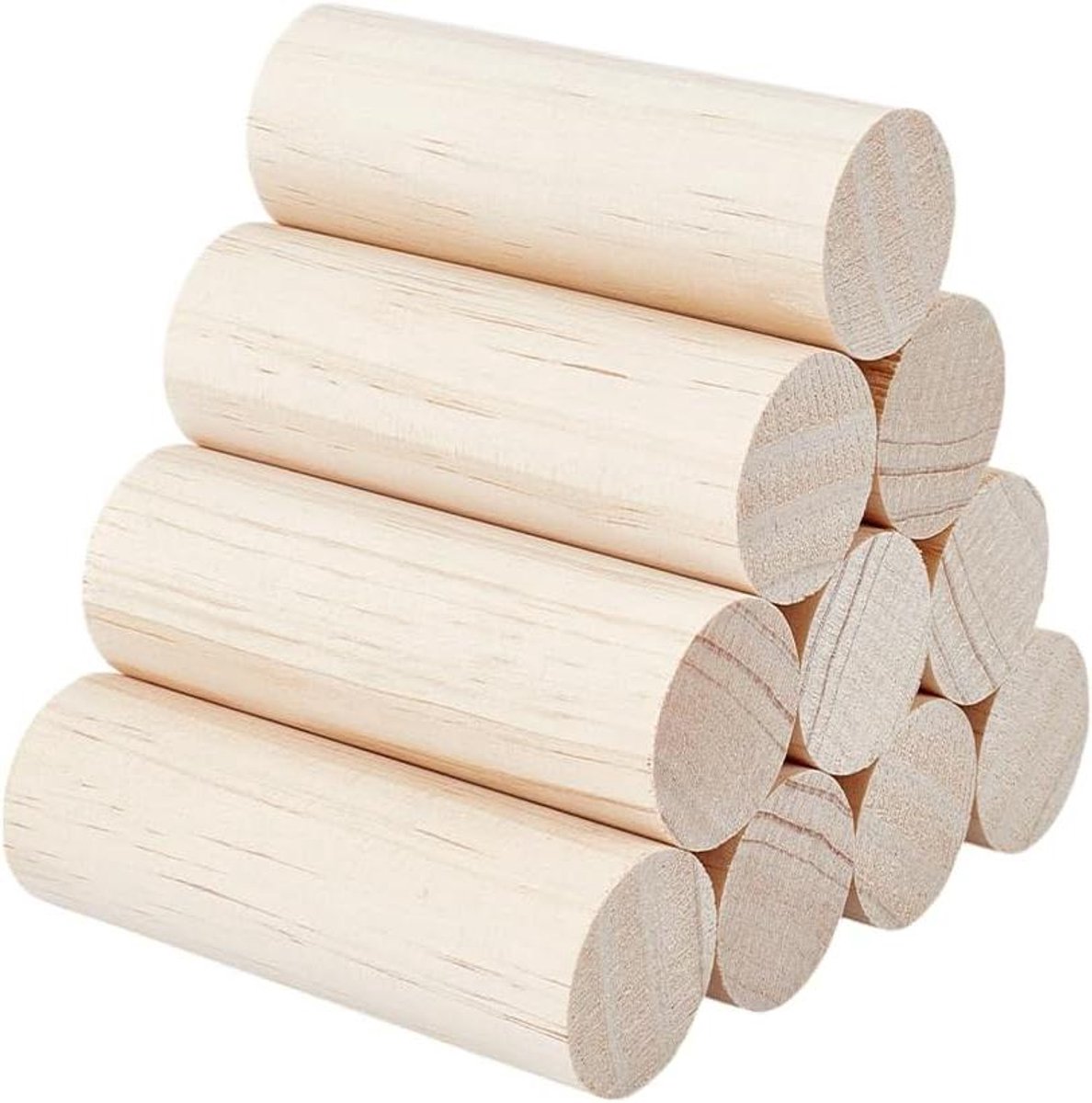 Houten Stokken - Ronde Dowels - Hobby Knutselen - Onbehandeld Hout - 10 Stuks - Natuurlijk