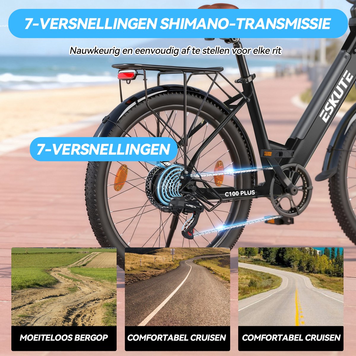 SMARTAI E-bike - 26 inch elektrische fiets - tot 100km - Zwart thumbnail 2