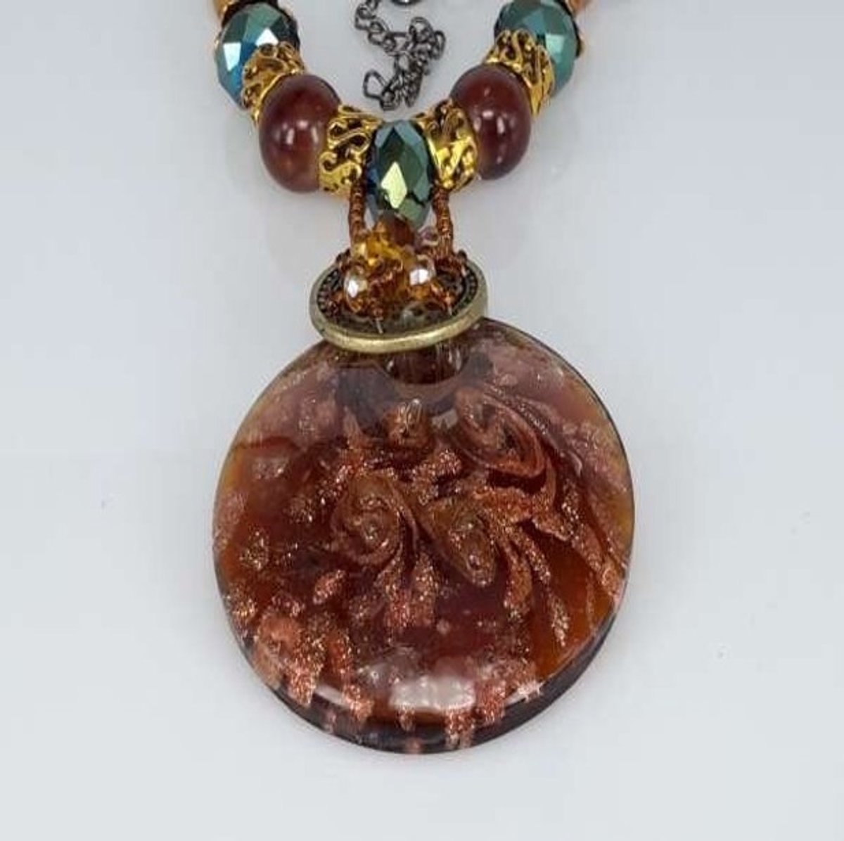 hanger - murano - sieraad - rond - bruin - goed kleur - cadeau tip