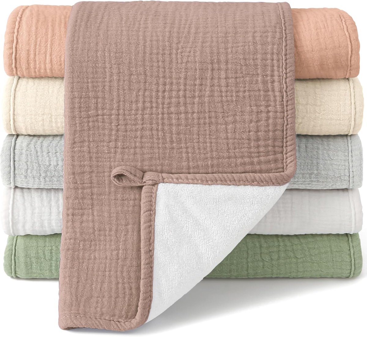 SnelShoppen - Bearmoss Long Cotton Set 6 Laags, 50 x 25 cm, Super Zacht, Absorberend Mesh, Unisex Baby en Kinderen, Neutraal voor Dagelijks Gebruik