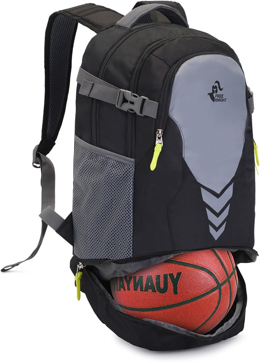 SnelShoppen - Lichtgewicht 35L Sportieve Basketball Rugzak met Multifunctionele Vakken, Ideaal voor Volleybal, Voetbal en Gym, Inclusief Onderste Bal