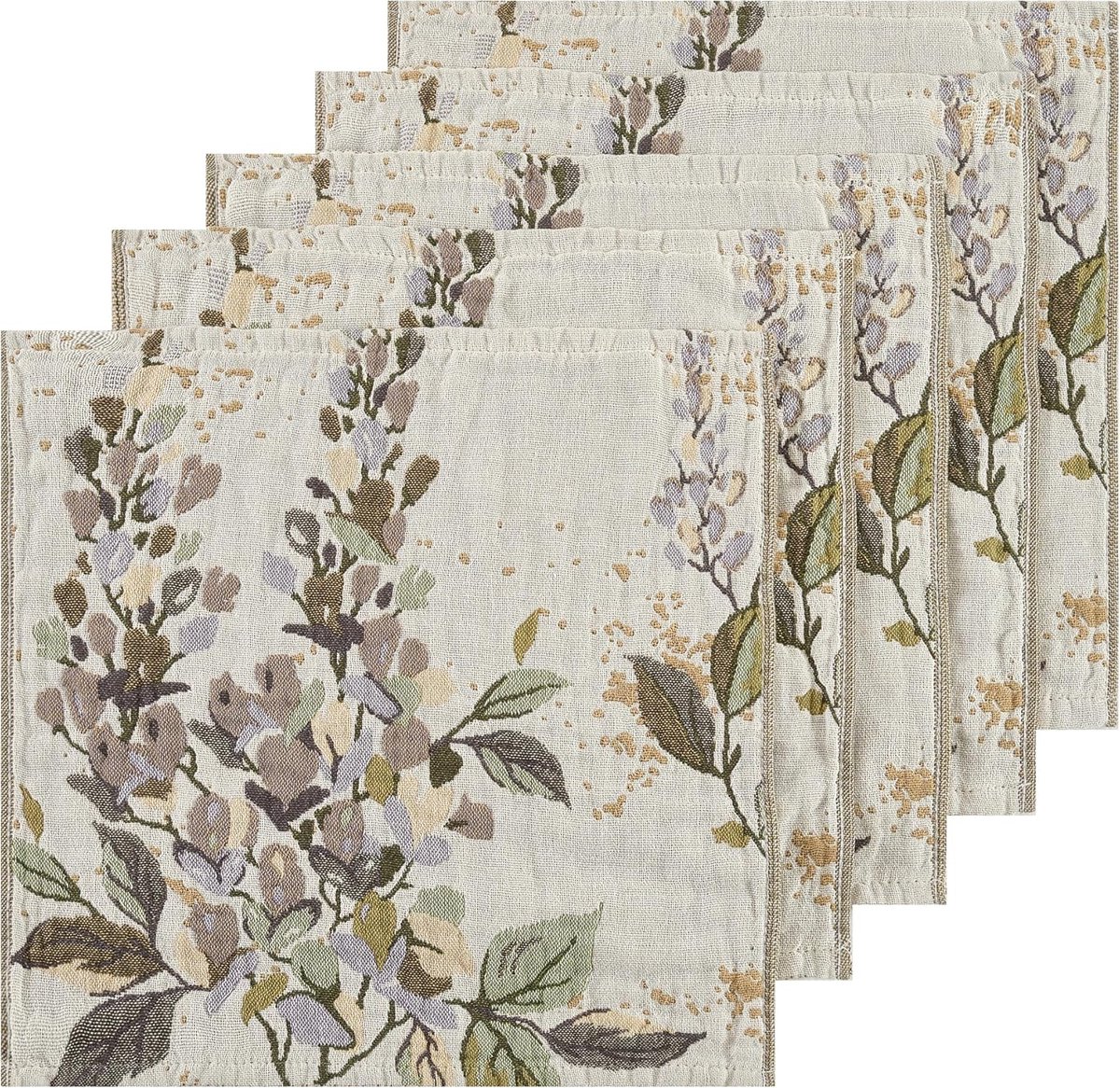 SnelShoppen - Set van 5 Dubbelzijdige Keukendoeken 100% Katoen, Hoog Absorberend, 36x36 cm, Met Handdoek Lussen en Bloemmotief, Ideaal Voor Keuken en