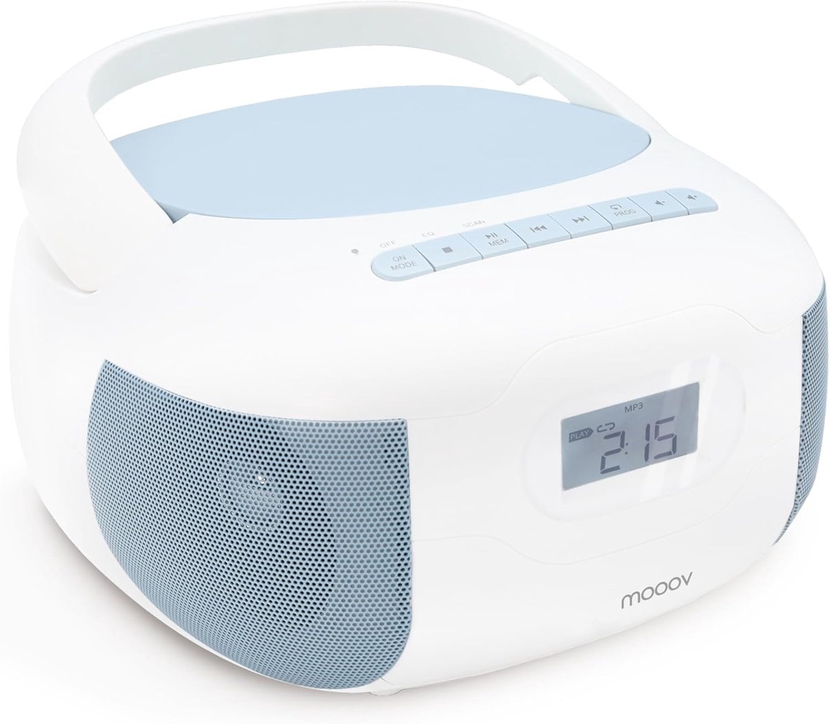 SnelShoppen - Draagbare CD Speler met Bluetooth, FM Radio, Boombox, MP3, USB, AUX-in, Micro-SD, Hoofdtelefoon Jack, LCD Display, Blauw - Perfect voor