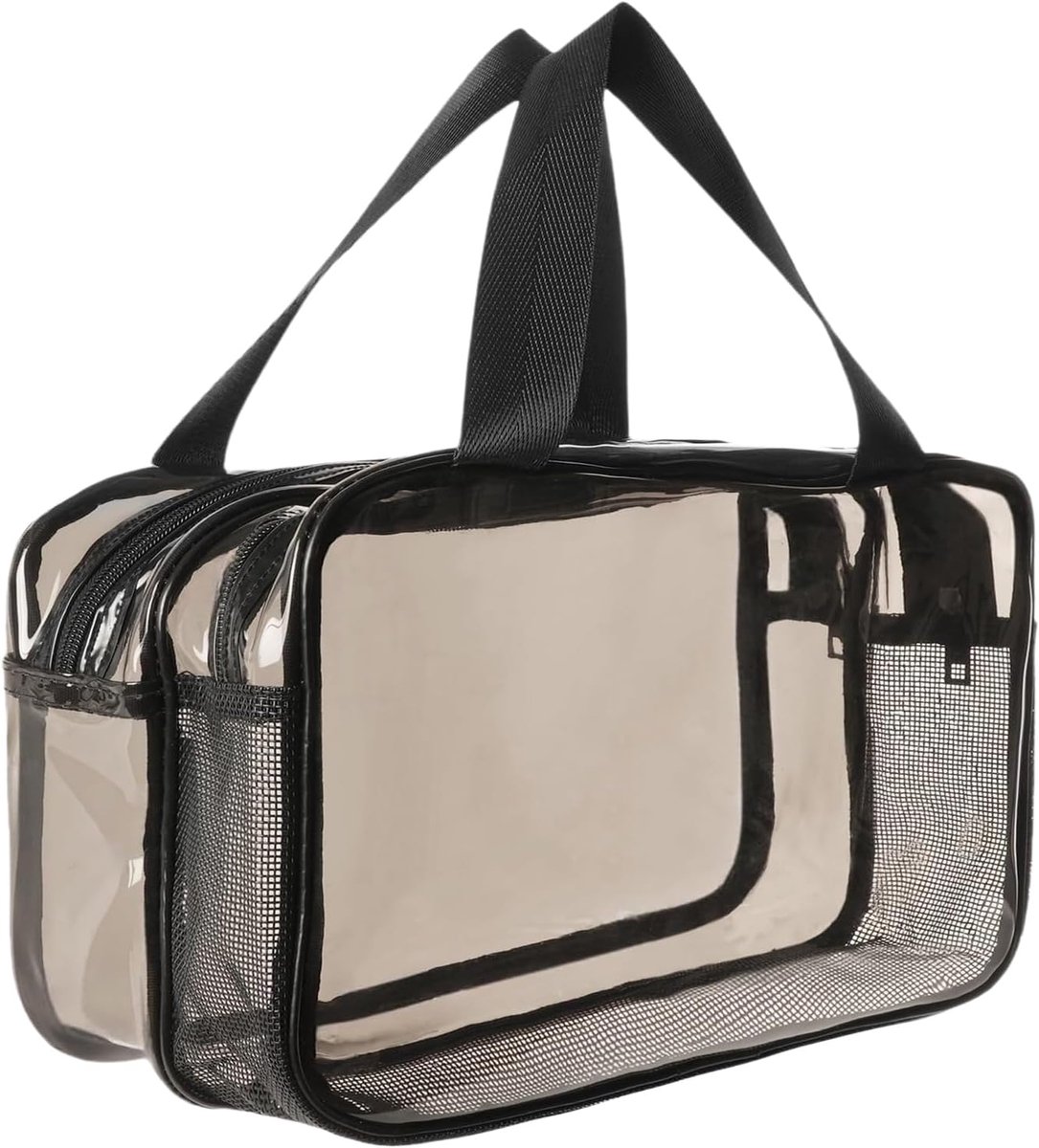 SnelShoppen - Transparante Toilettas Draagbare PVC Cosmetica Organizer voor Vrouwen - Waterdichte Reistassen met Grote Capaciteit 27x15x16cm - Perfect