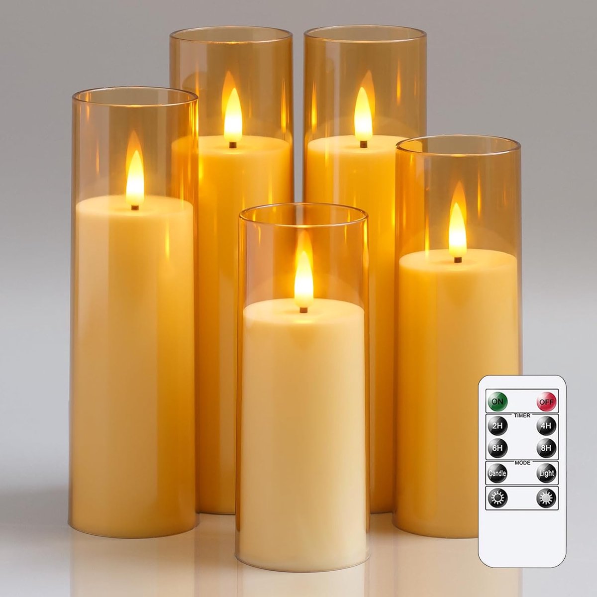 SnelShoppen - LED Kaarsen Set van 4 - Vlamloze Flickering Kaarsen met Afstandsbediening en Timer - Batterij Aangedreven - 5.5cm x 12.5cm, 15cm, 17.5cm