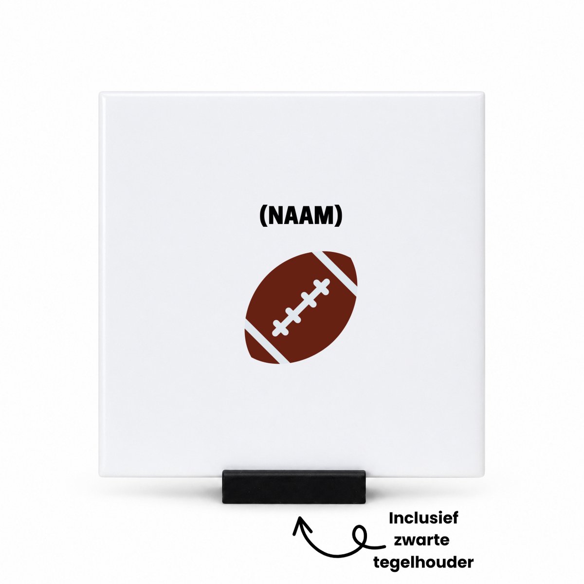 Hacebo american football met je eigen naam tegeltje met tegelhouder - sport liefhebbers - tegeltjes met tekst - NFL - verjaardag - verjaardagscadeau - mensen die houden van american football - cadeau - kado - spreuktegels - 10.8x10.8 CM Wit