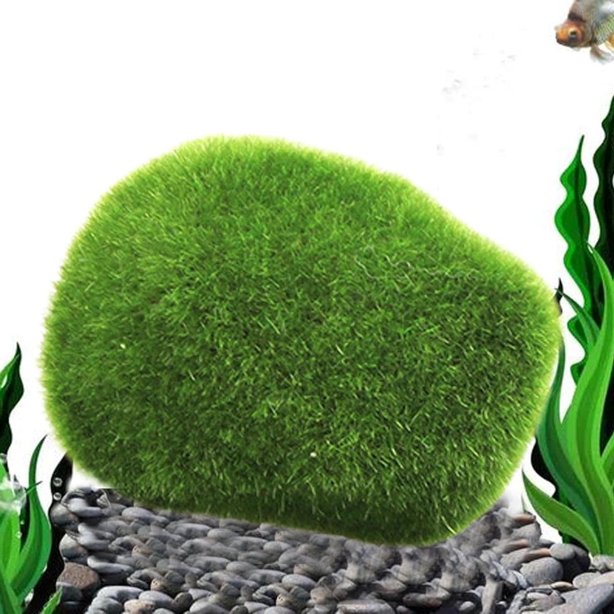 Mosballen Decoratie - Kunstmos Stenen - Aquarium Aankleding - Onderhoudsvrij Natuurlijk - 3 Maten - Groen