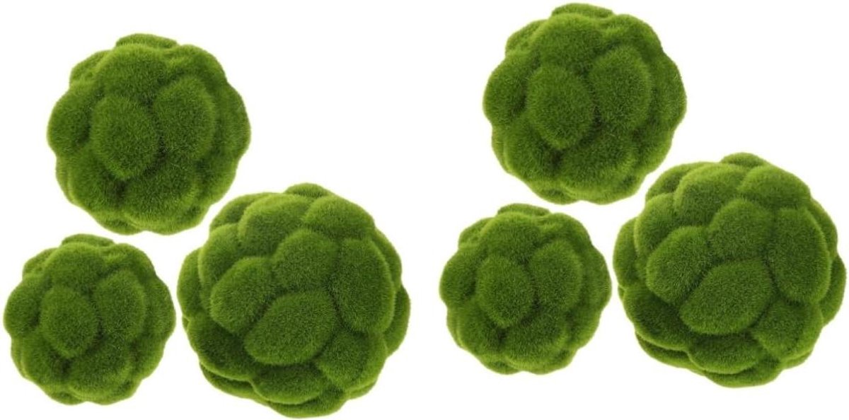 Gesimuleerde Mosballen - Kunstmos Decoratie - Tuin Decoratie - Realistisch Ontwerp - 3 Maten Set - Groen